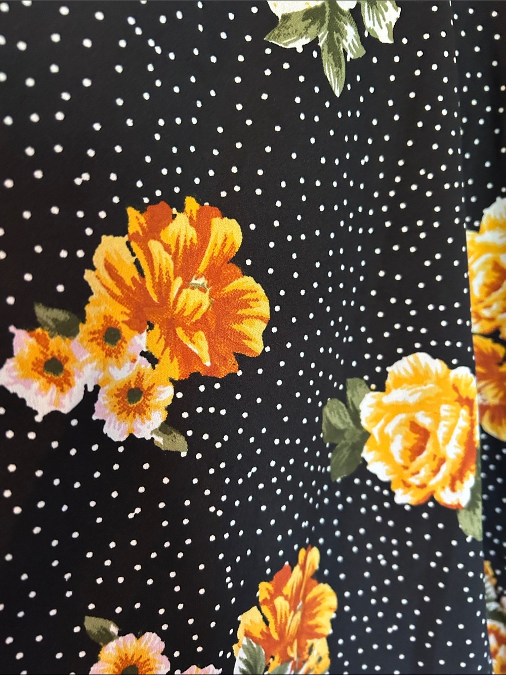 Women's Black Short Sleeve Floral Tee with Yellow Rose Print - Picture 5 of 6